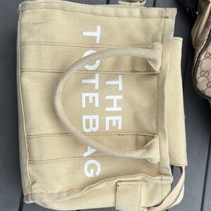 Marc Jacobs Tan Canvas Tote Bag with Structured Design